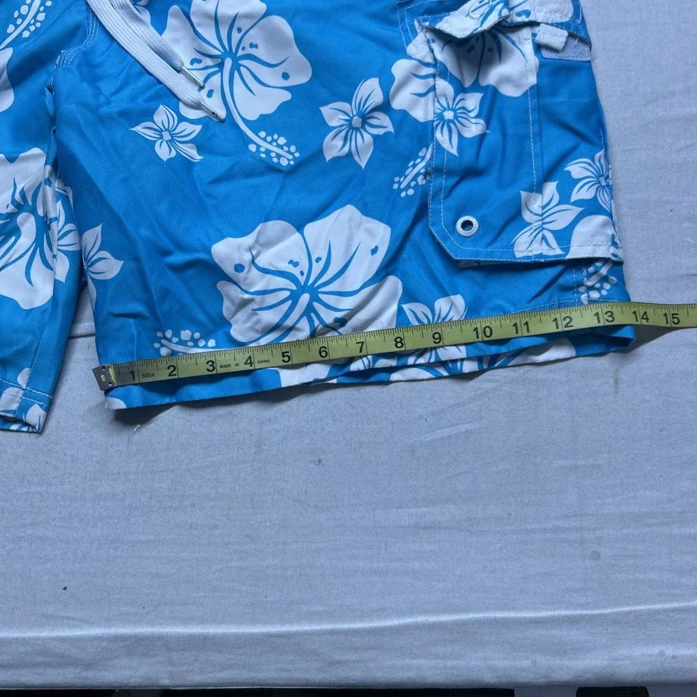 Op Mens 2XL Swimming Trunks Board Shorts Blue Tropical Floral OM13103YB